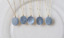 Botanical Mother of Pearl Medallion Necklace