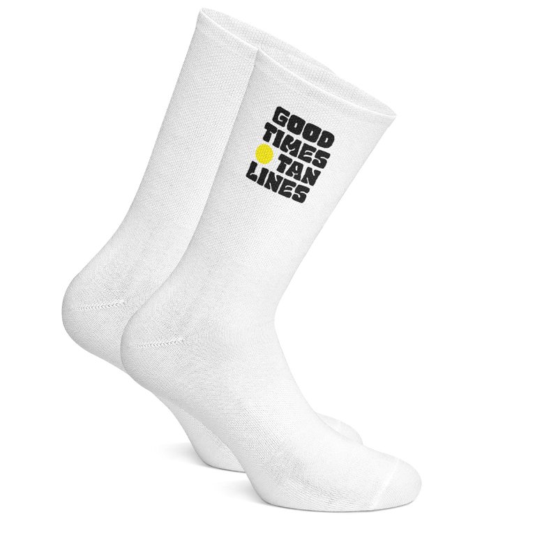 Good Times Tan Lines cycling socks White
