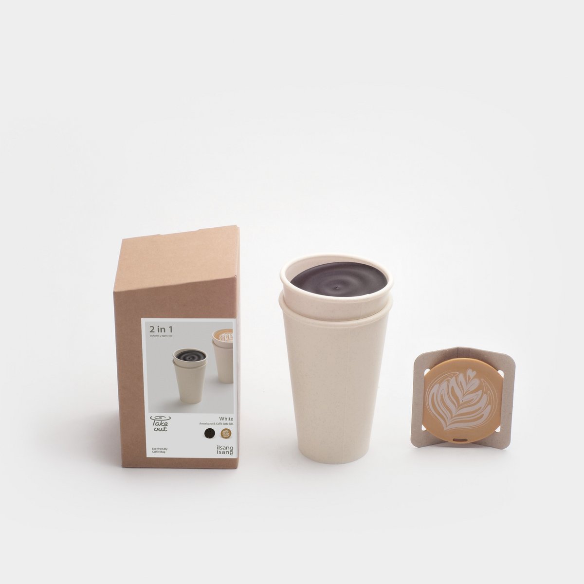 ''Take Out'' Biomasse Kaffekrus-Naturlig Hvid 350ml