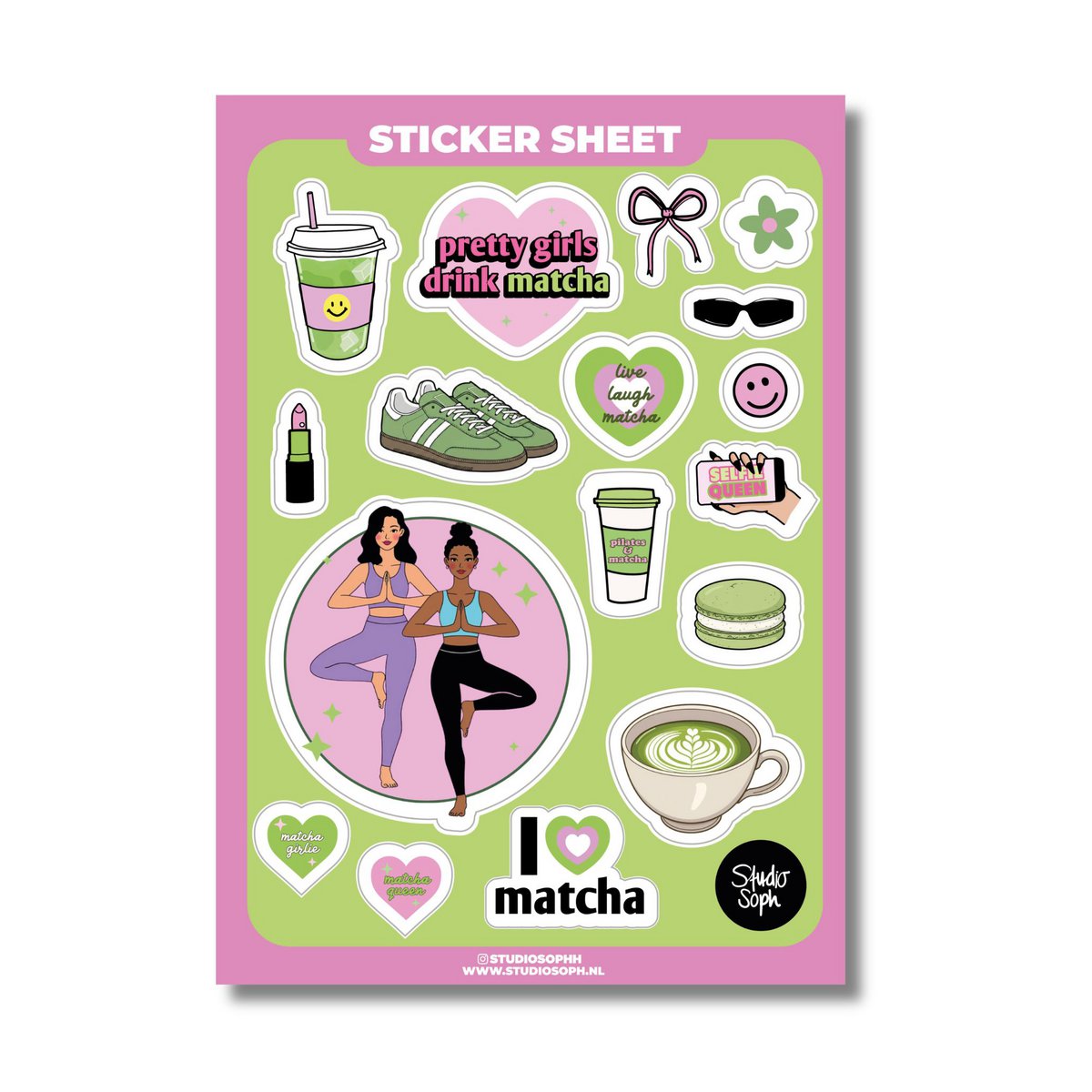 matcha girlie A5 sticker sheet