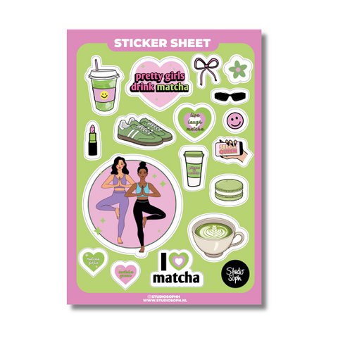 matcha girlie A5 sticker sheet