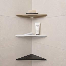 Metal Corner Shower Shelf, Beige, Black, White