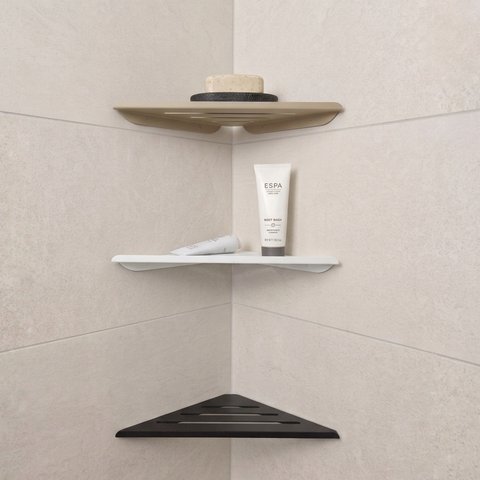 Metal Corner Shower Shelf, Beige, Black, White