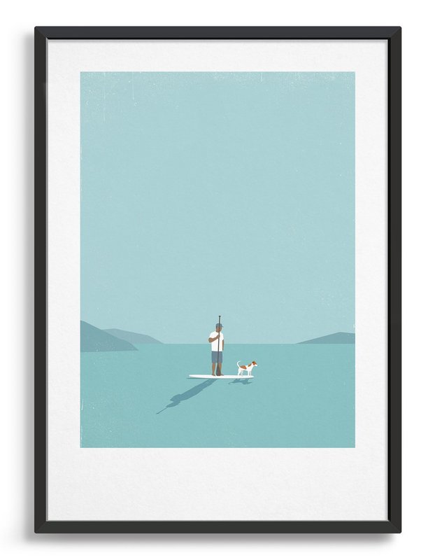 Paddleboarder og hund