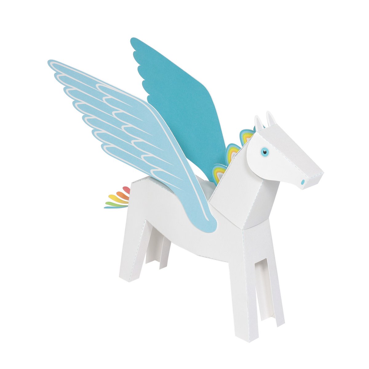 White & Blue Pegacorn Paper Toy