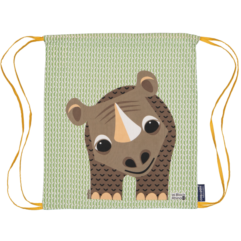 Children's activity bag, organic cotton, rhinoceros