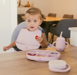 Siliconenlepel en vork- donkerroze