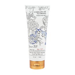 Forget Me Not shower gel with floral design on packaging, containing moisturizing ingredients for a gentle cleansing experience.