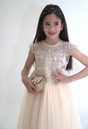 ANABELLA ceremony dress - Peach - Size: 120 cm (4/5 years)