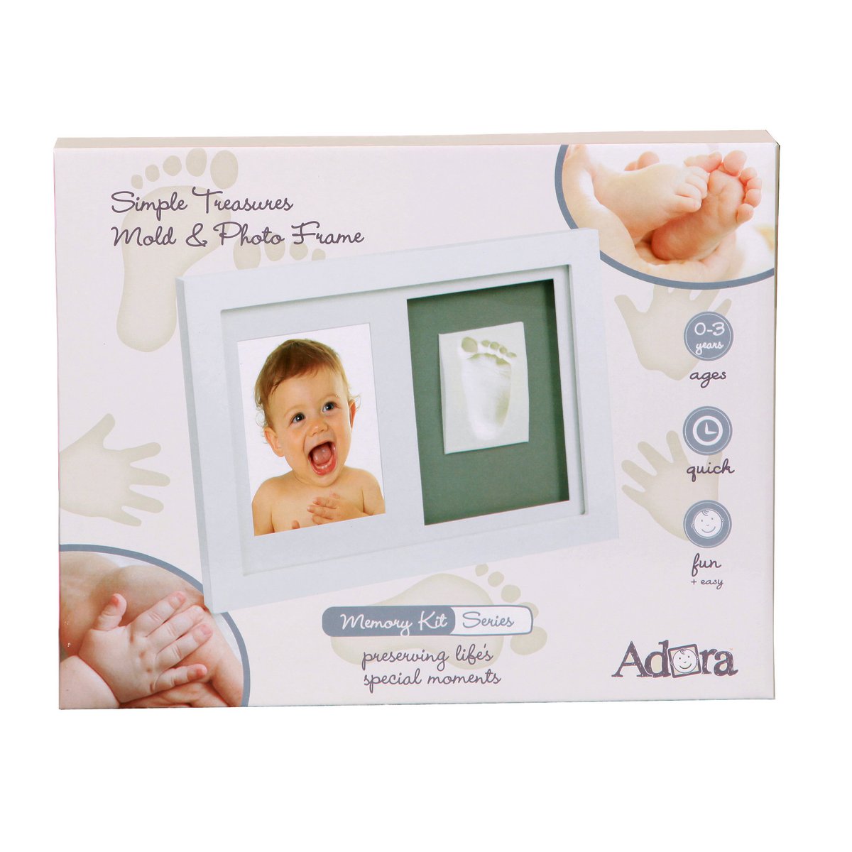 Adora Horizontal Frame – Photo & Baby Hand/Footprint, Medium