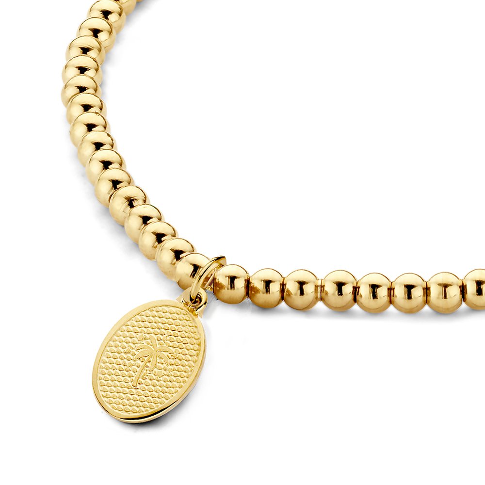 Perlenarmband aus vergoldetem Edelstahl mit Charme