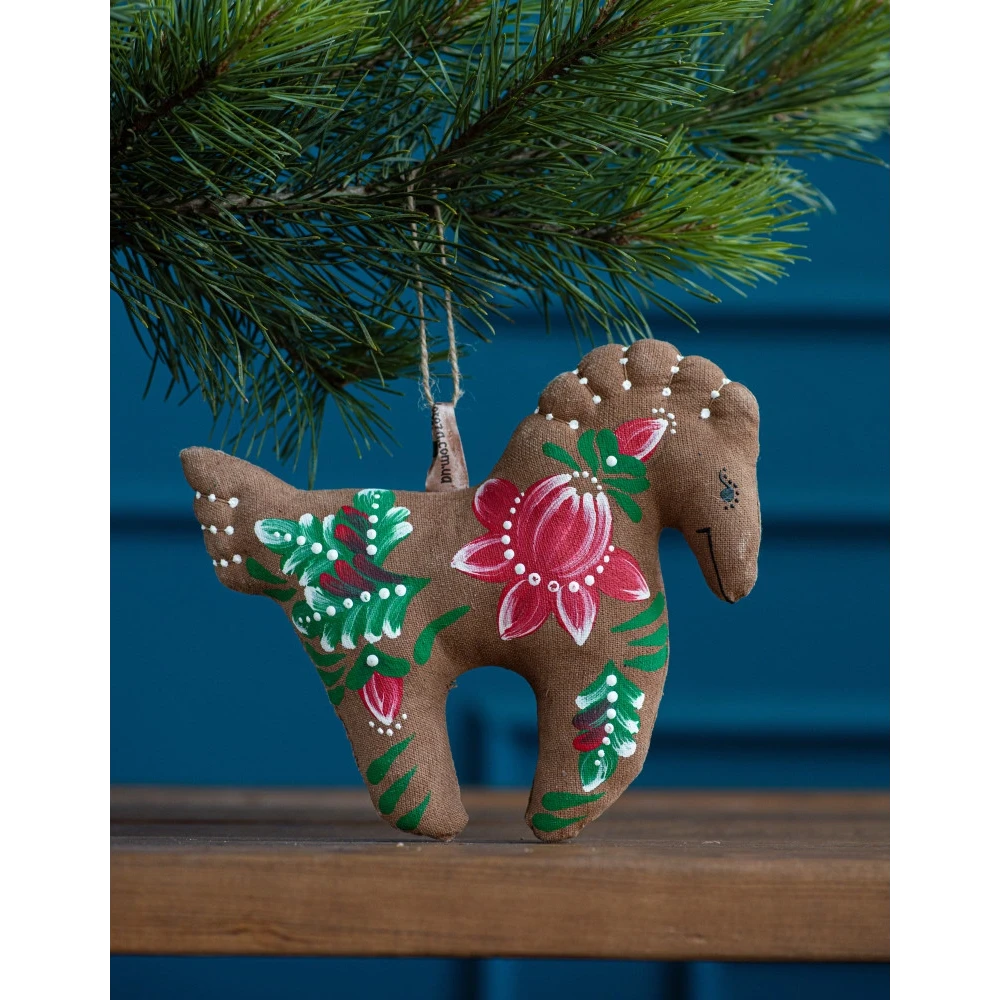 Coffee Scented Souvenir “Horse with Pink Petrykivka Flowers”