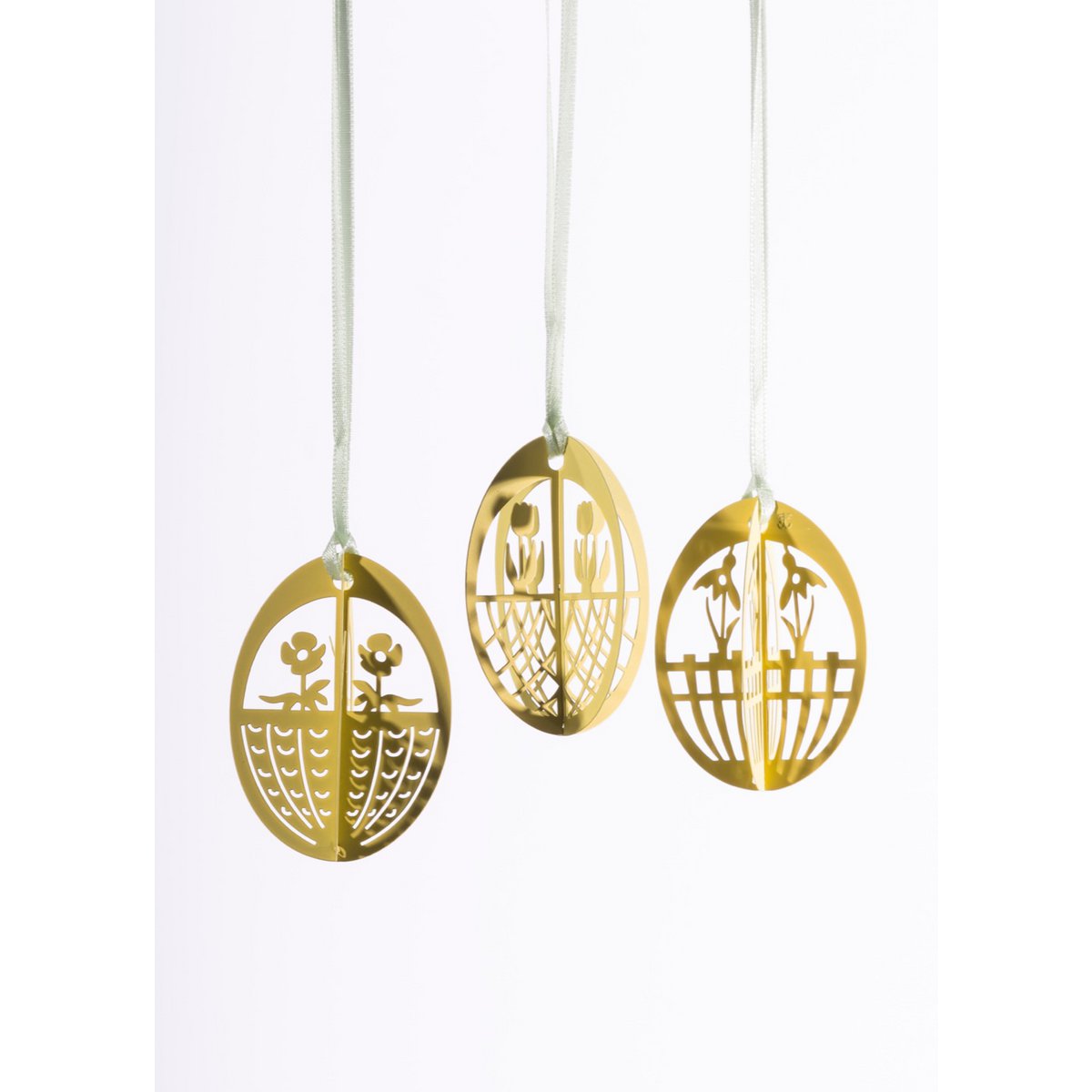 Ostereier aus Metall - 3 Designs (Gelb)