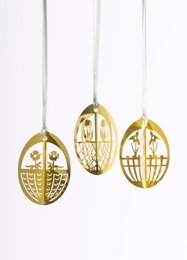 Oeufs de Pâques en métal - 3 motifs (jaune)