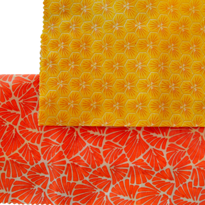 Bee Wrap Emballage réutilisable et zéro déchet 2 tailles duo  M (22*29cm) , L ( 30 cm * 30cm) 