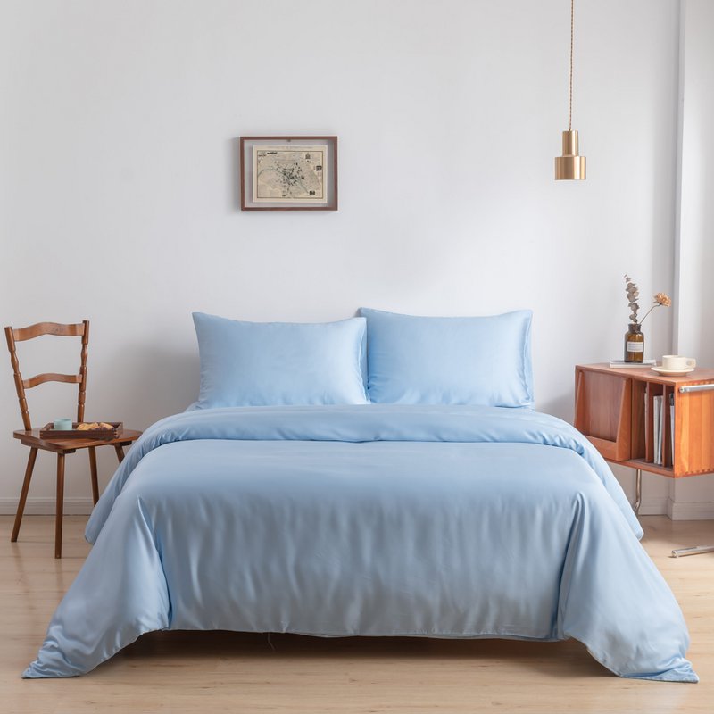 Light blue bamboo duvet cover Premium - 400TC Tanboocel - 100% bamboo - Sky Blue