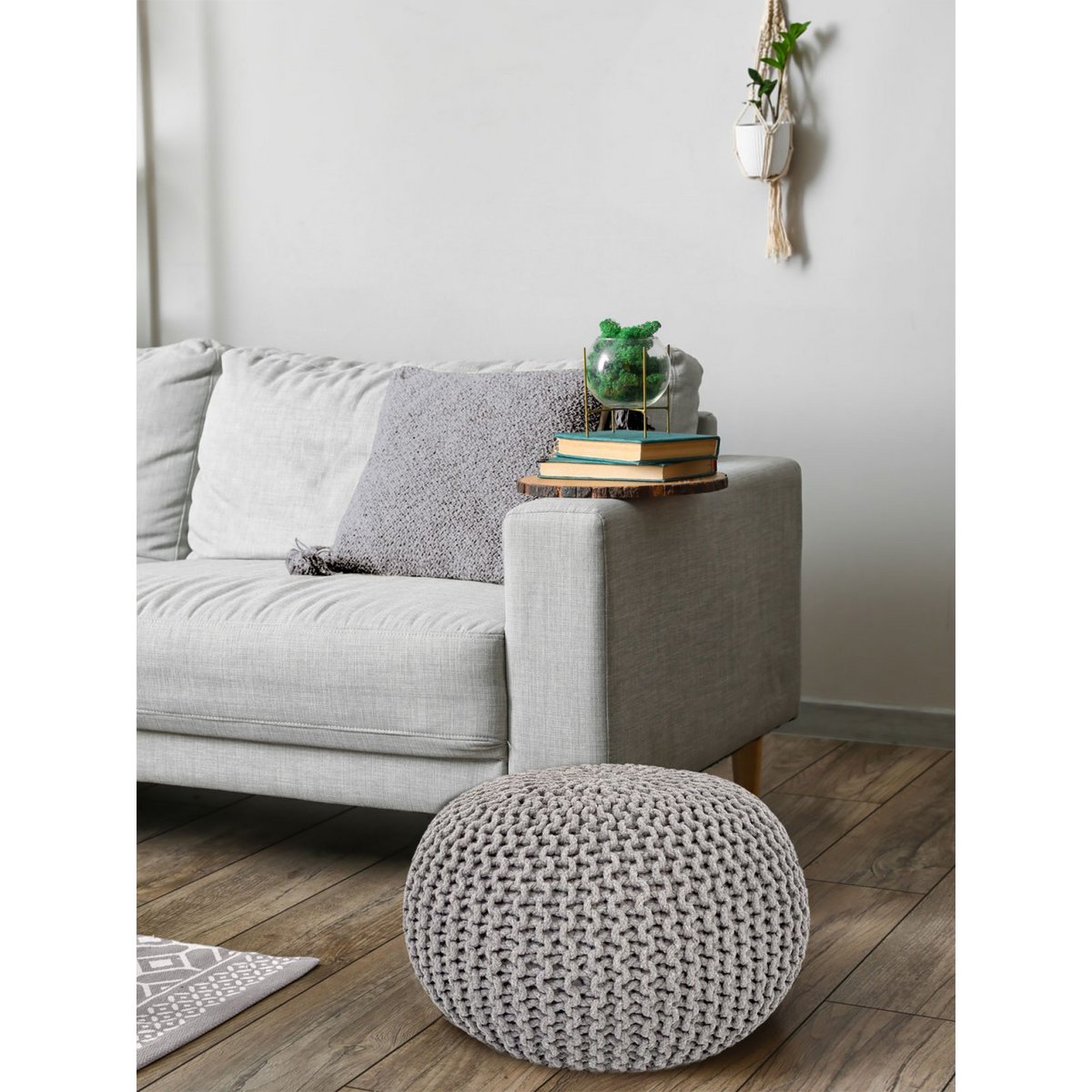 Pouf Ø 55 h 37 h 37 tabouret de tricot siège de planche de sol de pouf durable