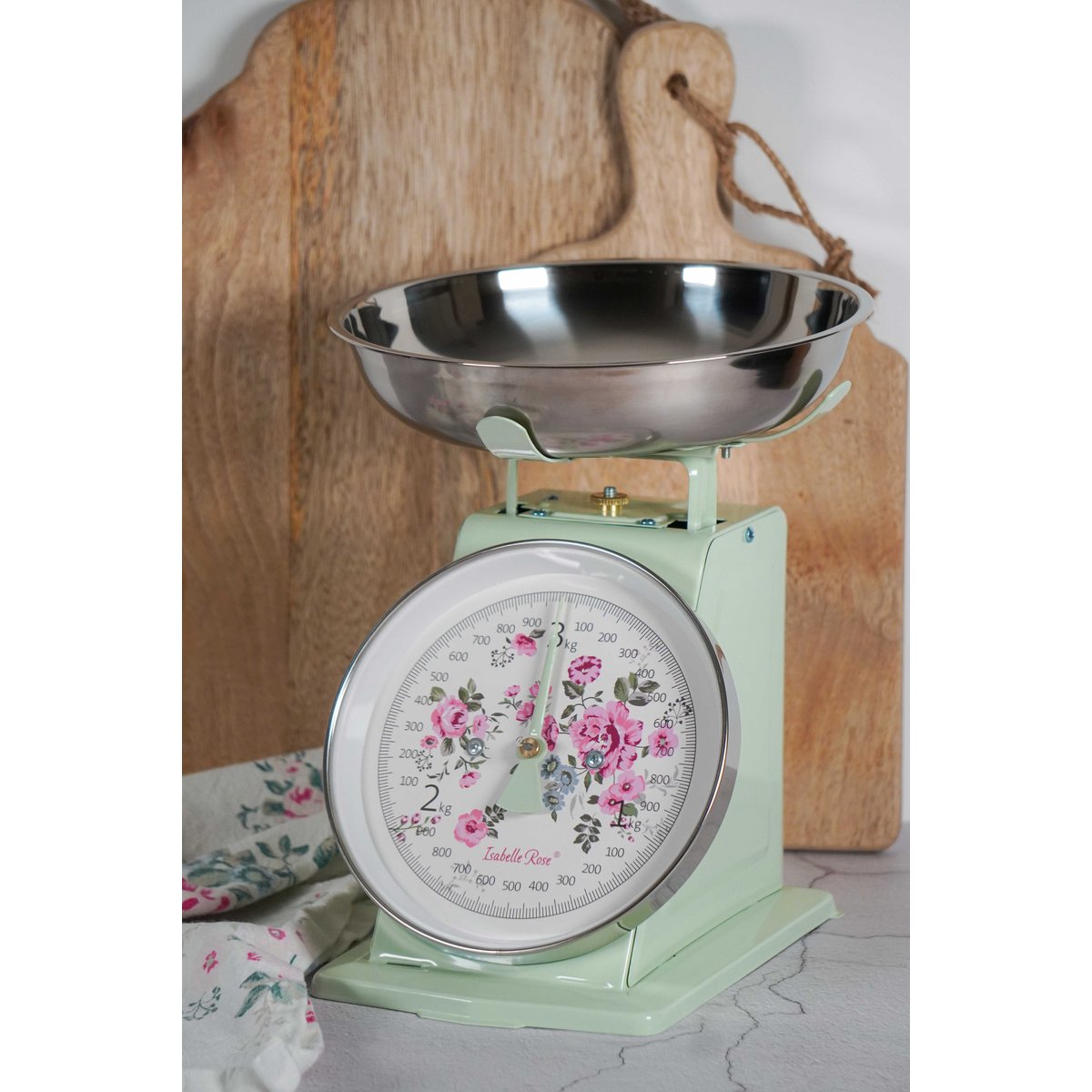 Retro keukenschaal Lisa Light Green 3 kg Isabelle Rose - Binnenkort komt