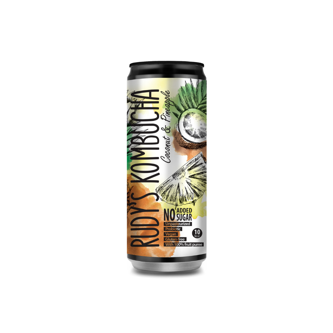Rudys Real Coconut & Pineapple Kombucha (24x330ml)