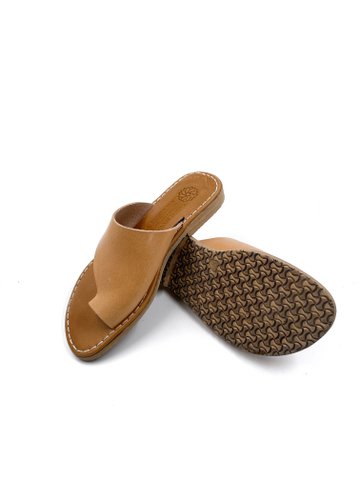 Dames lederen sandalen beige, Griekse sandalen met ronde neus van echt leer, handgemaakte lederen sandalen voor dames beige, dames zomersandalen