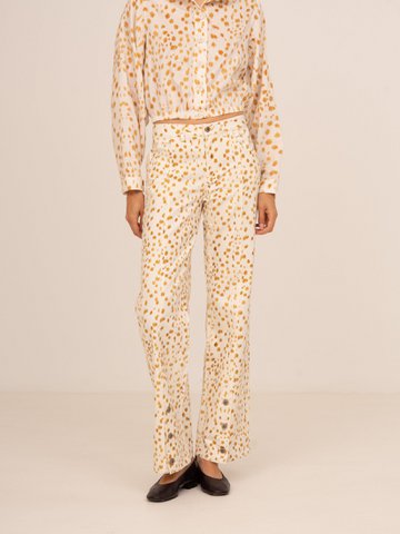 White Deer Print Denim Jeans