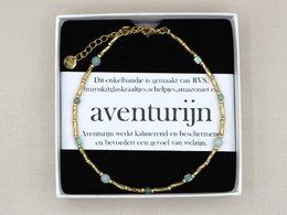 Enkelbandje Fira amazoniet en aventurijn, zilver of goud roestvrijstaal