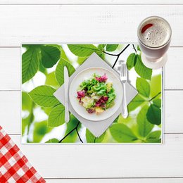 Artipics placemats beech light 4 piece placemats washable plastic each 42 x 30 cm green summer natural table decoration for the kitchen, dining area, guests, indoors, outdoors