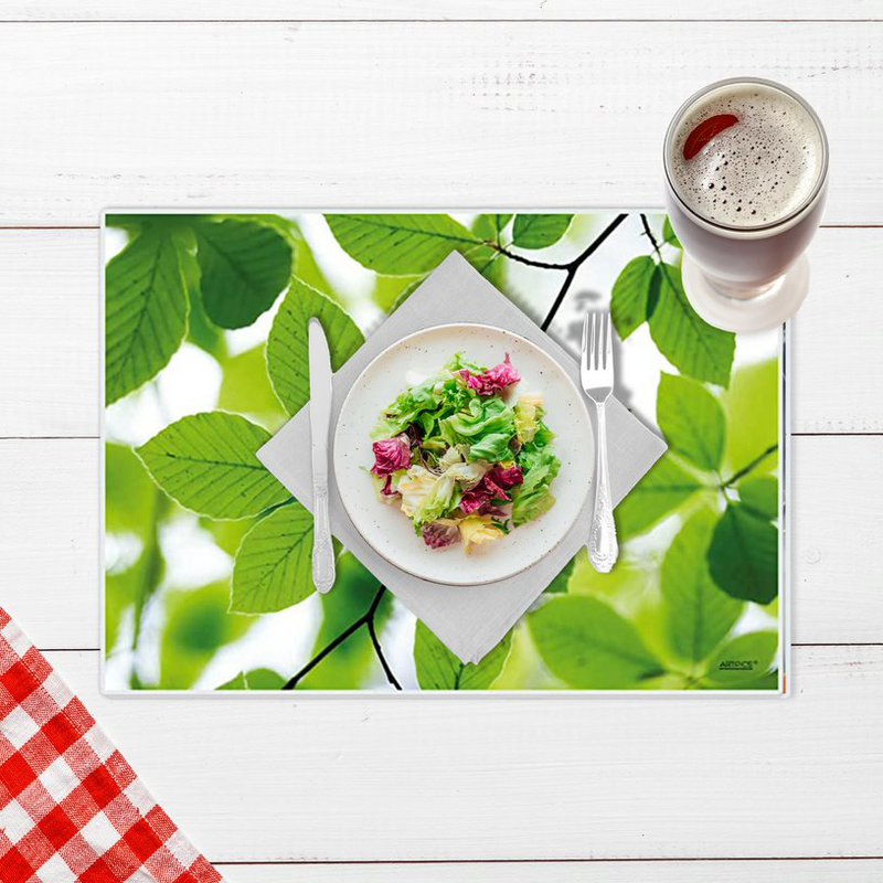 Artipics manteles individuales haya claro 4 piezas manteles individuales plástico lavable cada uno 42 x 30 cm verde verano natural decoración de mesa para la cocina, comedor, invitados, interior, exterior