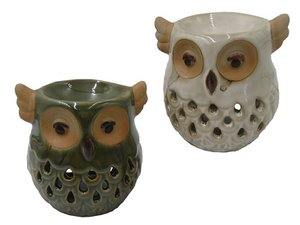 Fragrance lamp owl made of porcelain, 10x9x11cm