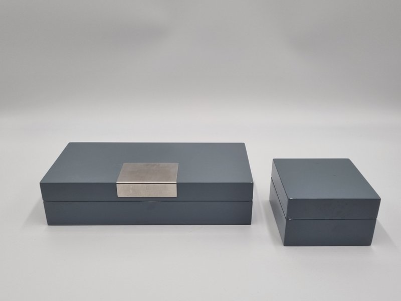 Juego de cajas para joyas / cajas de almacenamiento "gris" noble alto brillo
