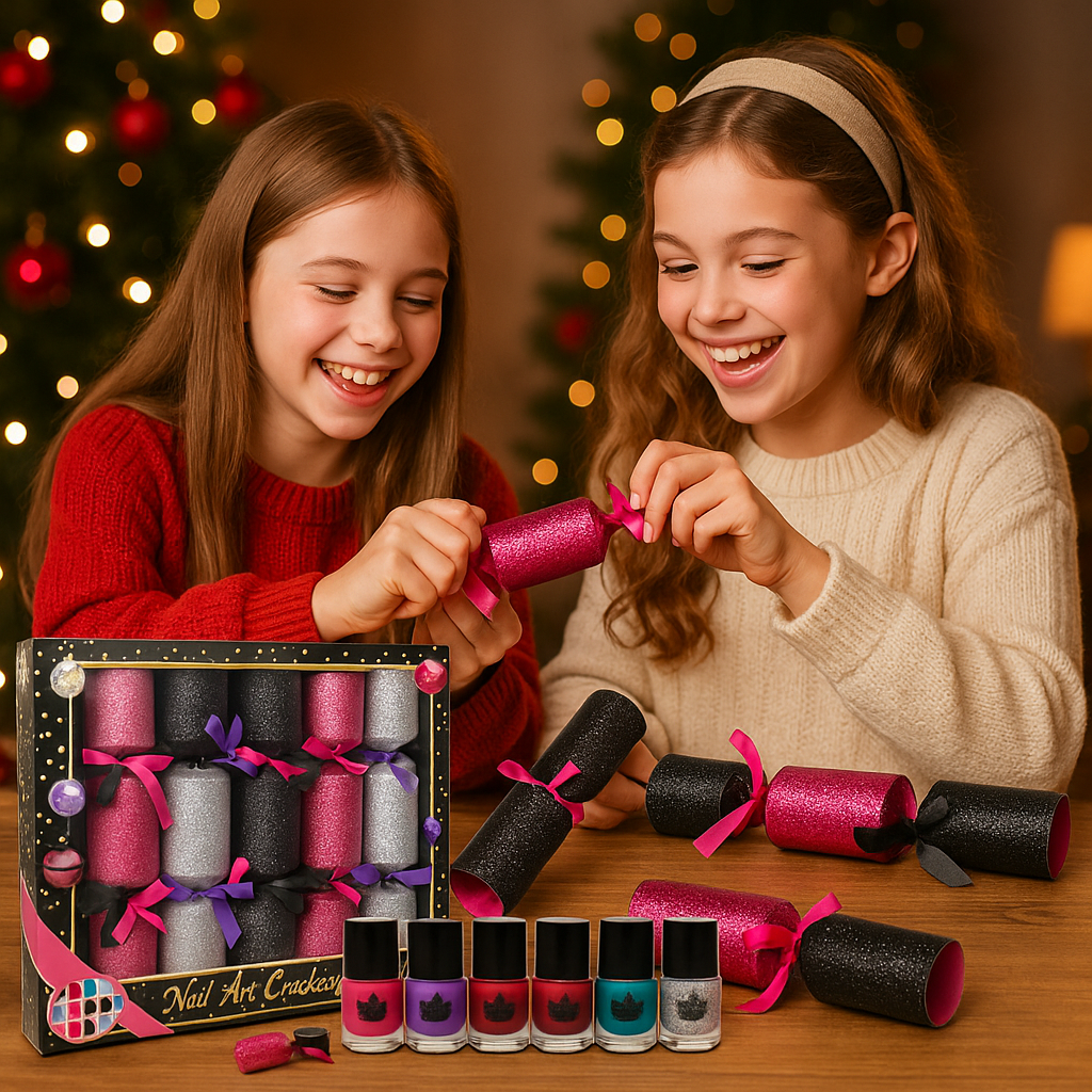 Gift Box of 6 Christmas Crackers "Nail Polish"
