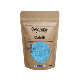 Organic MSM supplement in a 200g pouch. Provides methylsulfonylmethane, a naturally occurring sulfur compound with potential health benefits.