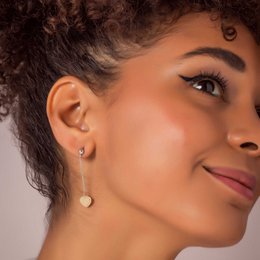 Long Bicolor Heart Cube Earrings