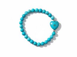 Dames armband Turquoise 6 mm met hart