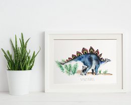 Akvarel Stegosaurus børnevægprint
