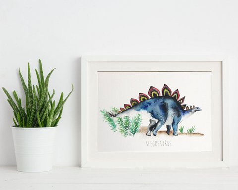 Aquarell Stegosaurus Kinderwanddruck