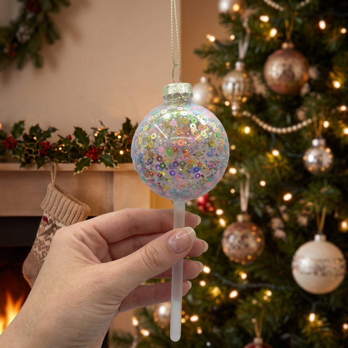 Ornament - Weihnachtshänger - Lol Pop - Glas - 5x5x13,5cm