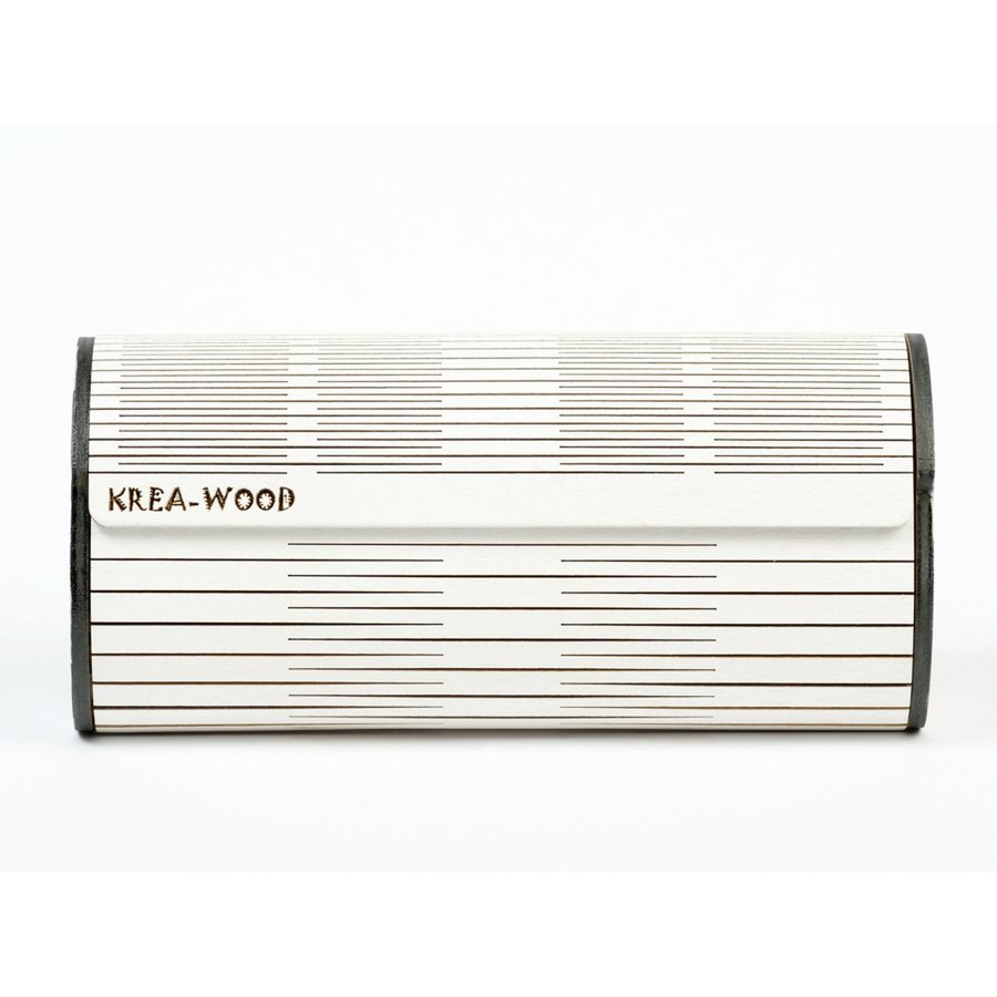 Estuche para gafas Krea-Wood hecho a mano en madera de abedul con imanes. Color blanco antiguo.