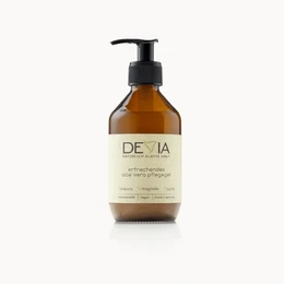 Refreshing aloe vera gel in a 250 ml bottle with a pump dispenser. The gel is made with natural ingredients and is suitable for body care.