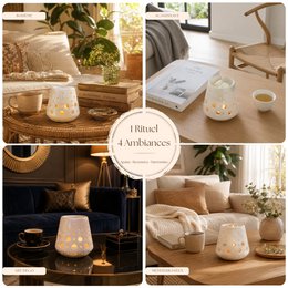 Brûle Parfum – Loob Blanc – Bougeoir Céramique Laquée – Accessoire Diffusion Saine – Cires Parfumées, Huiles Essentielles – Objet Déco