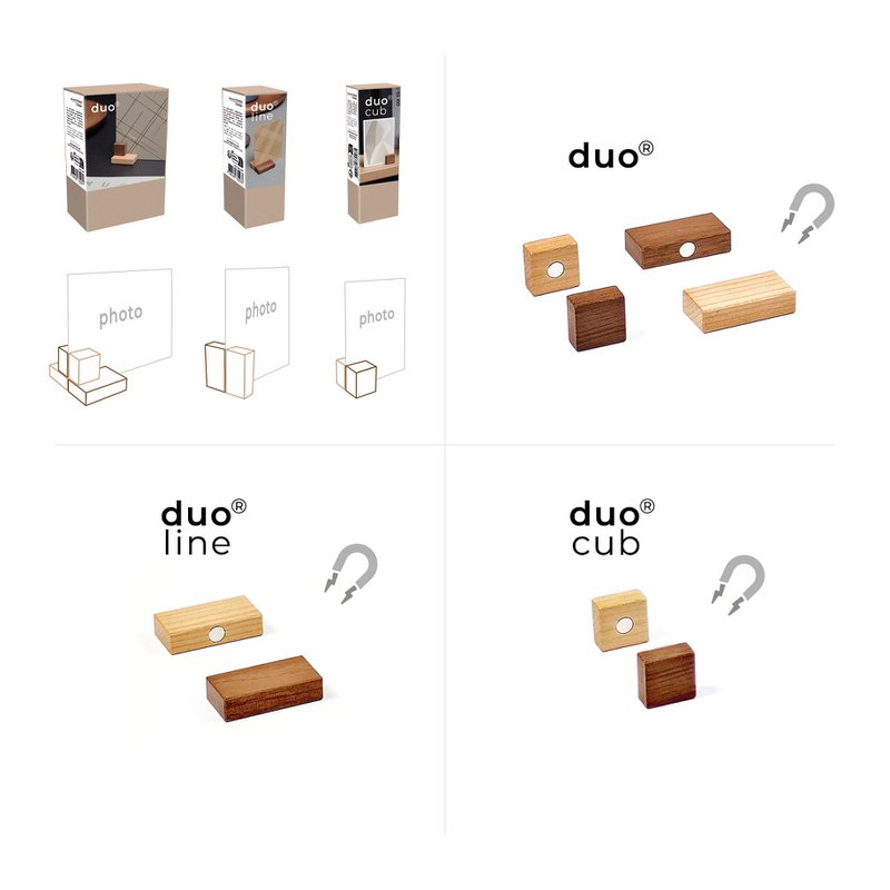 duo® cub - magnetyczny uchwyt na zdjęcia z 2 rodzajów drewna