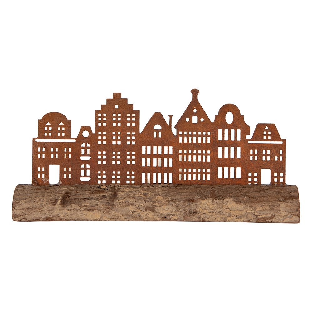 Dekoration Statue Haus 25x5x8 cm Braunes Metall