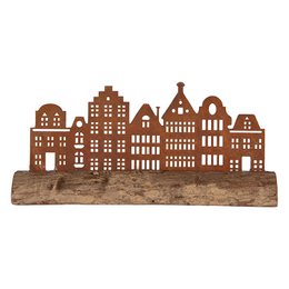 Dekoration Statue Haus 25x5x8 cm Braunes Metall