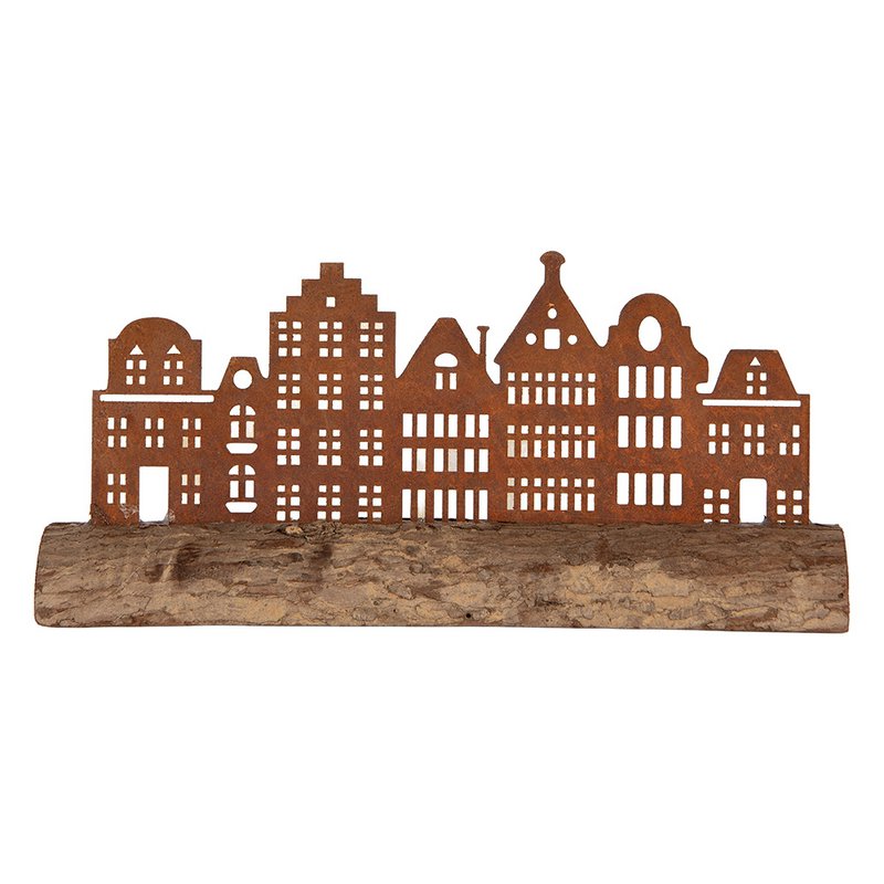 Dekoration Statue Haus 25x5x8 cm Braunes Metall