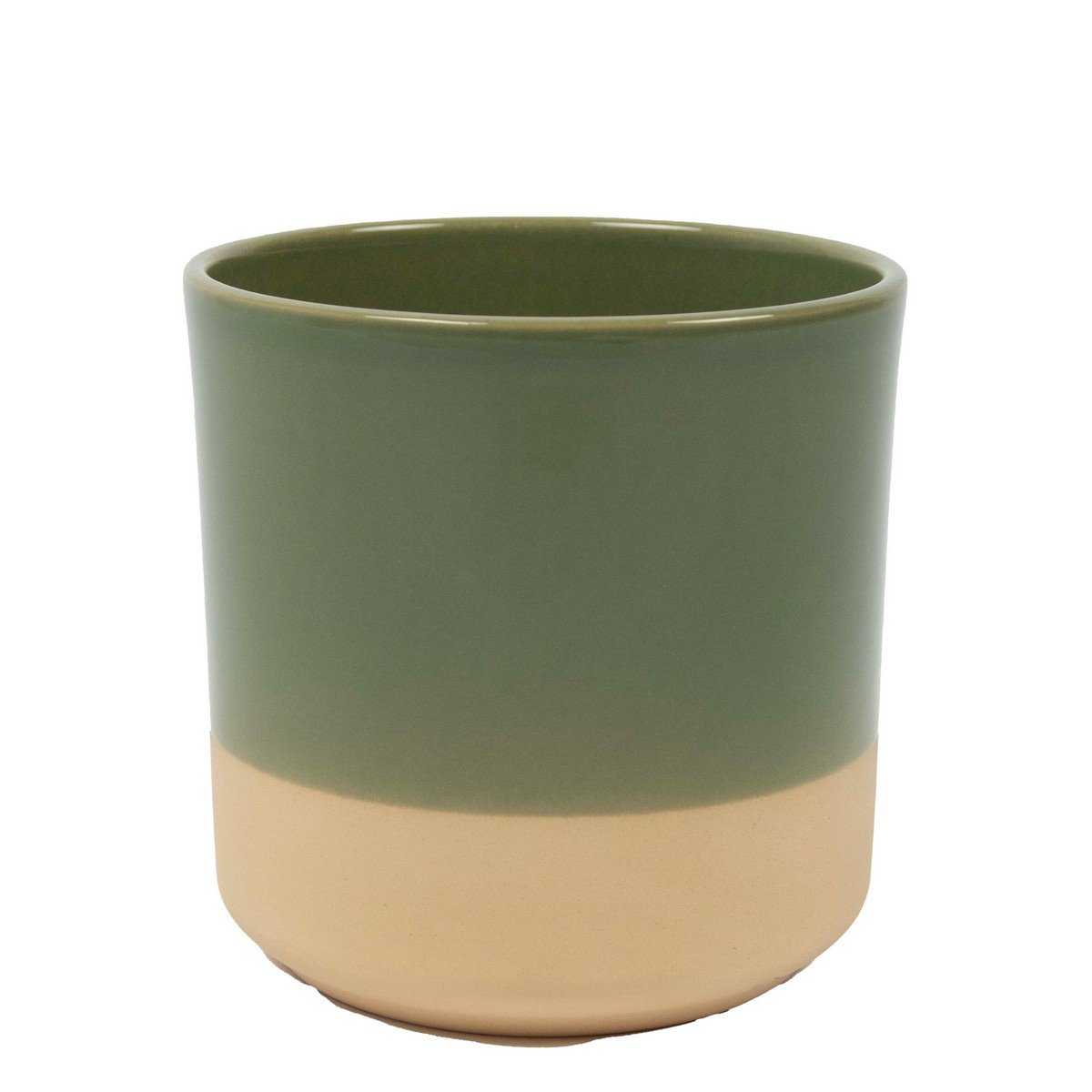 Cylinder Flower Pot Ceramic Dip-Dye Green h10 d10