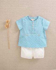 Baby Boy türkis Hemd und weiße Shorts Set M105-21512124
