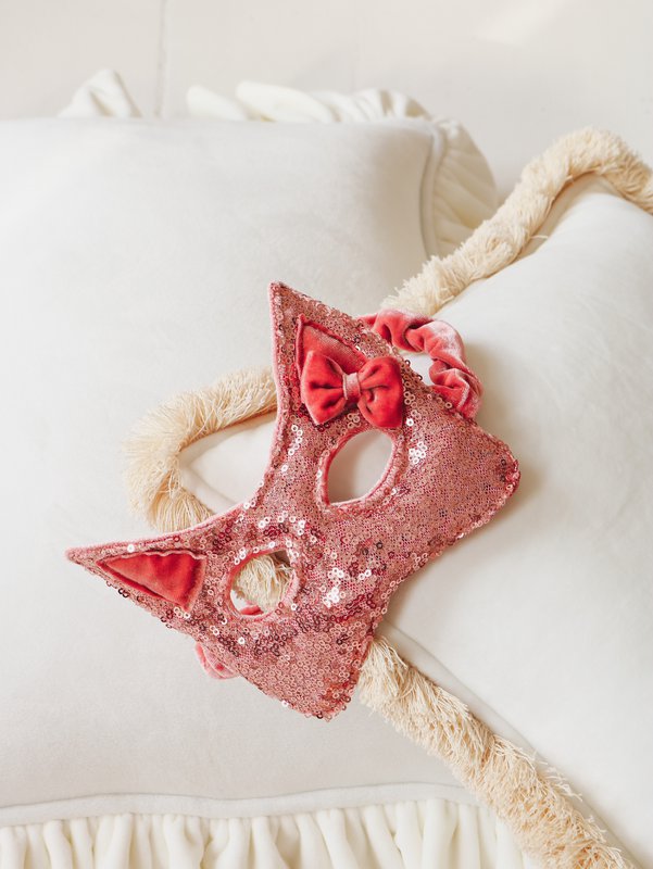 Maschera gatto con paillettes in oro rosa, costume da carnevale per ragazze, costume da abito elegante, accessori per gatti, regalo per gli amanti dei gatti, costume da gatto di Halloween