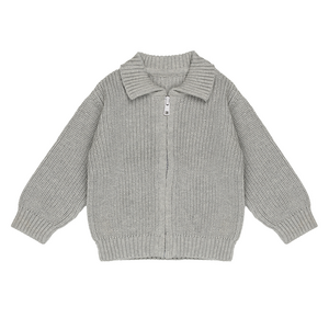 Reißverschlusspullover Flachstrick Baby | Grauviolett