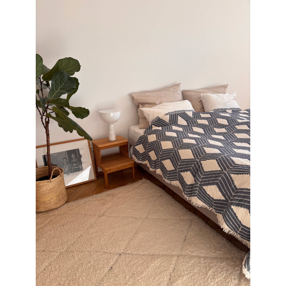 Muslin blanket - blue and white - 2.20 x 2.50 m FAIR
