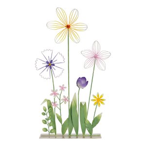 Metal flowers, colorful (b/h/t) 16x33x6cm